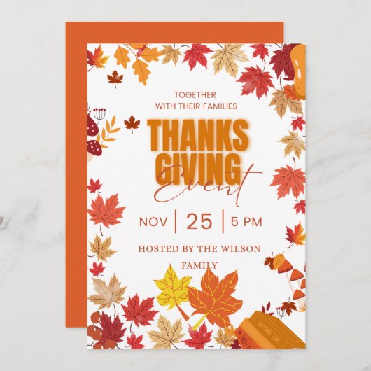 Uitnodiging voor herfst-dankfeest (Voorkant / Achterkant)