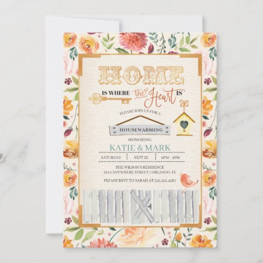 Uitnodiging voor herfst-Floral (Voorkant)