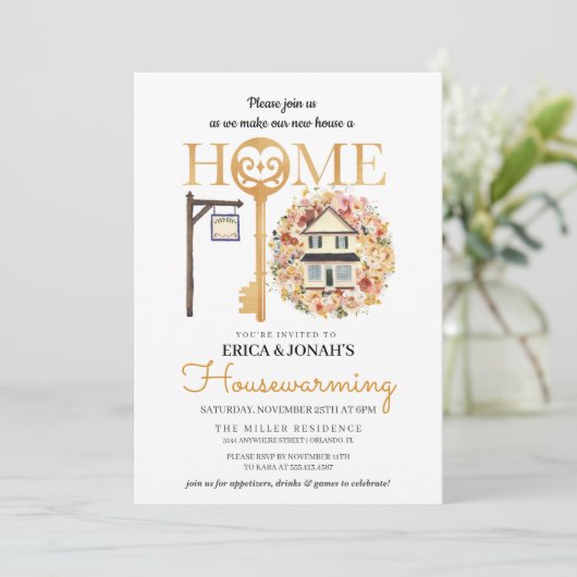 Uitnodiging voor herfst-Floral (Staand voorkant)