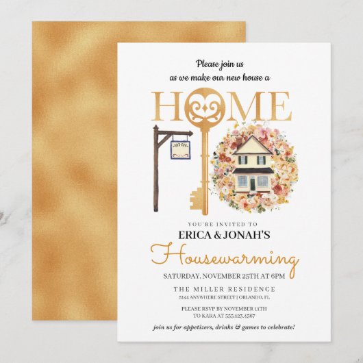 Uitnodiging voor herfst-Floral (Voorkant / Achterkant)