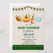 Uitnodiging voor herfst football luierfeestje (Voorkant / Achterkant)