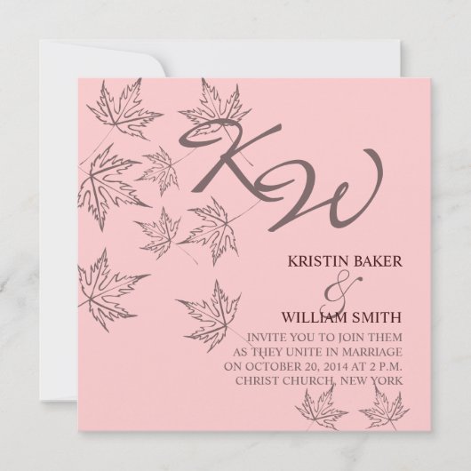 Uitnodiging voor herfst huwelijk laat bruin zaft r (Voorkant)