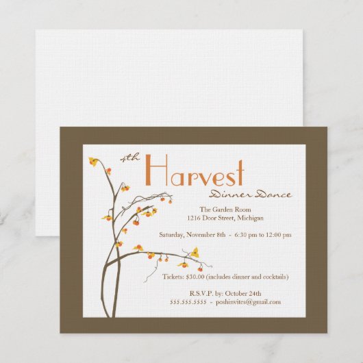 Uitnodiging voor herfst- of najaargebeurtenis (Voorkant / Achterkant)