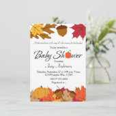Uitnodiging voor herfst pompoen baby shower (Staand voorkant)