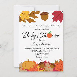 Uitnodiging voor herfst pompoen baby shower