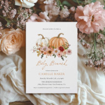 Uitnodiging voor herfst pompoen baby shower brunch