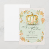 Uitnodiging voor herfst-pompoen-babyfeestje (Voorkant / Achterkant)
