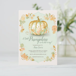 Uitnodiging voor herfst-pompoen babyshower