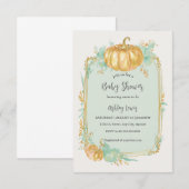 Uitnodiging voor herfst pompoen babyshower Gouden  (Voorkant / Achterkant)
