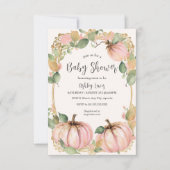 Uitnodiging voor herfst pompoen babyshower roze po (Voorkant)