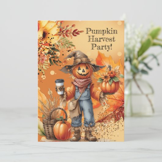 Uitnodiging voor herfst pompoen oogstfeest (Staand voorkant)