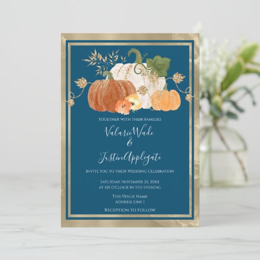 Uitnodiging voor herfst-pompoenen (Staand voorkant)