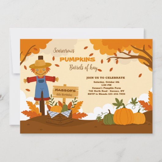 Uitnodiging voor herfst pompoenenveld (Voorkant)