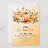 Uitnodiging voor herfst pumpkin baby shower, Klein (Voorkant)