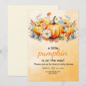 Uitnodiging voor herfst pumpkin baby shower, Klein (Voorkant / Achterkant)