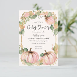 Uitnodiging voor herfst pumpkin baby shower met ro