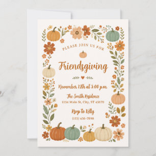 Uitnodiging voor herfst Pumpkin Friendsgiving-dine