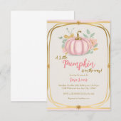 Uitnodiging voor herfst roze pompoen babyshower (Voorkant / Achterkant)