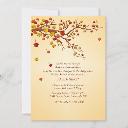 Uitnodiging voor herfst Tree Branch (Voorkant)