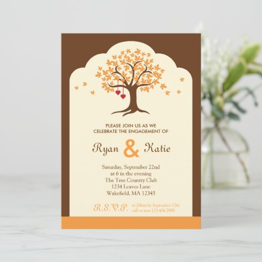 Uitnodiging voor herfst Tree Engagement Party (Staand voorkant)