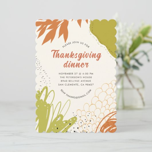 Uitnodiging voor herfstbladeren Thanksgiving-diner (Staand voorkant)