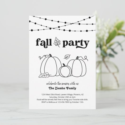 Uitnodiging voor herfstfeest (Staand voorkant)