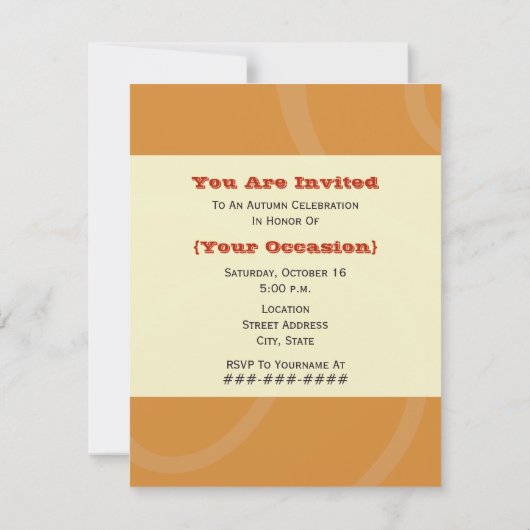 Uitnodiging voor herfstfeest - Oranje zonnebloem (Achterkant)