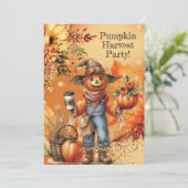 Uitnodiging voor herfstpompoenoogstfeest (Staand voorkant)