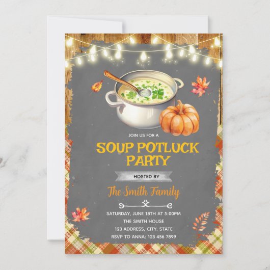 Uitnodiging voor herfstsoep ruilparty (Voorkant)