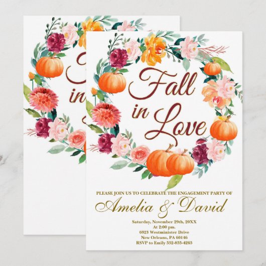 Uitnodiging voor herfstverbintenis, herfst bruidsd (Voorkant / Achterkant)