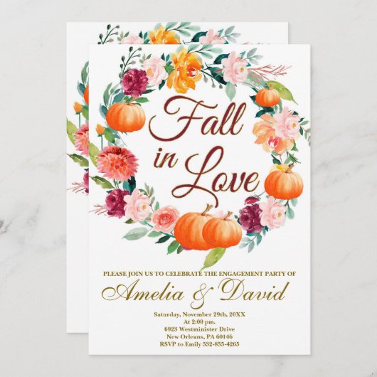 Uitnodiging voor herfstverbintenis, herfst couples (Voorkant / Achterkant)