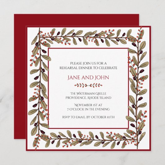 Uitnodiging voor herhalingsdiner in herfstkleuren (Voorkant / Achterkant)