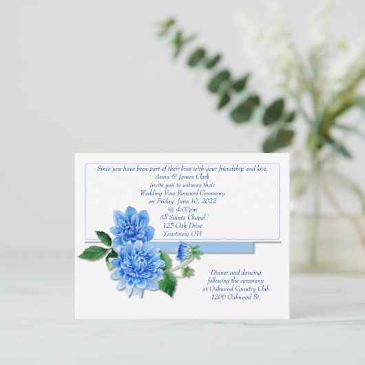 Uitnodiging voor hernieuwing van geloften met Blau (Staand voorkant)