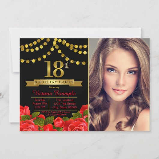 Uitnodiging voor het 18e verjaardagsfeest van Red (Voorkant)