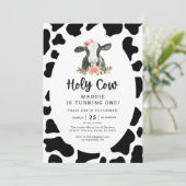 Uitnodiging voor het 1e verjaardagsfeest van meisj (Staand voorkant)