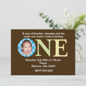 Uitnodiging voor het 1e verjaardagsfeestje voor jo (Staand voorkant)