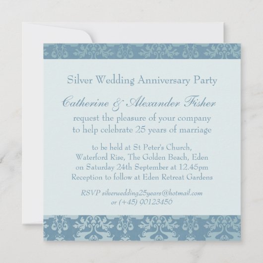 Uitnodiging voor het 25-jarig bruiloftsfeest van d (Achterkant)