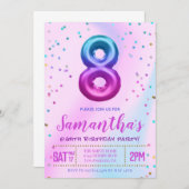 Uitnodiging voor het achtste verjaardagsfeest (Voorkant / Achterkant)