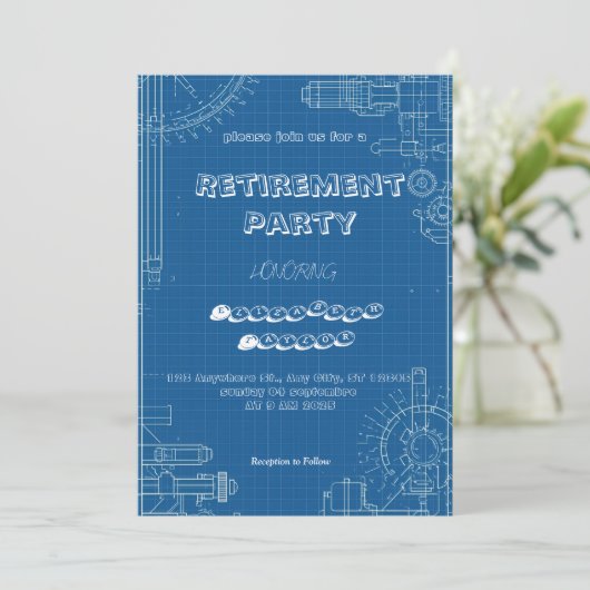 Uitnodiging voor het afscheidsfeest van ingenieur (Staand voorkant)