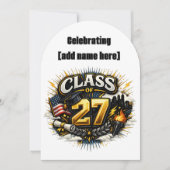 Uitnodiging voor het afstudeerfeest 2027 (Voorkant)