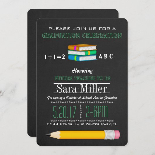 Uitnodiging voor het Afstuderen van een docent voo (Voorkant / Achterkant)