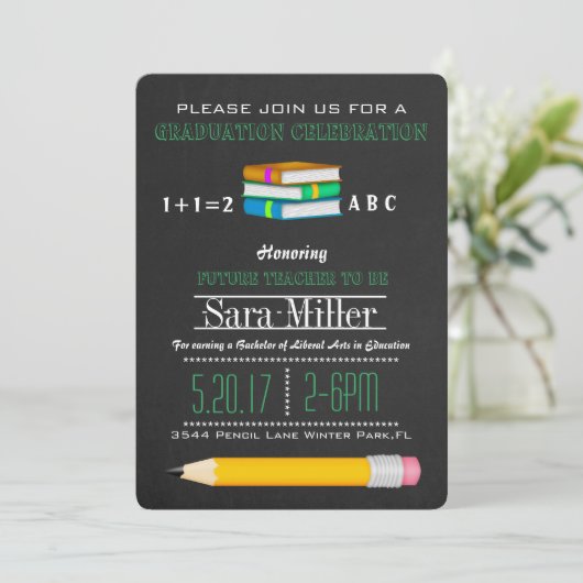 Uitnodiging voor het Afstuderen van een docent voo (Staand voorkant)