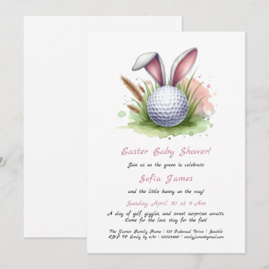 Uitnodiging voor het Baby shower (Voorkant / Achterkant)