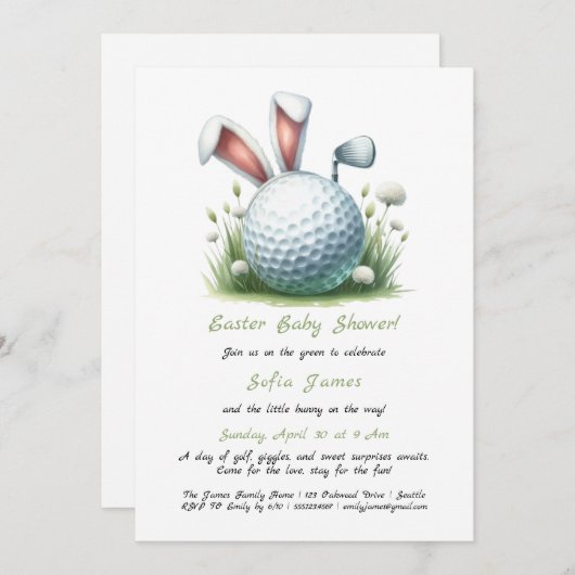 Uitnodiging voor het Baby shower (Voorkant / Achterkant)