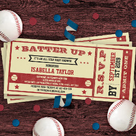 uitnodiging voor het Baby shower Baseball Ticket