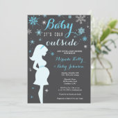 Uitnodiging voor het Baby shower, Blue Winter (Staand voorkant)