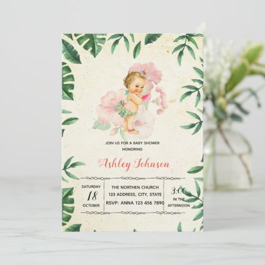  uitnodiging voor het baby shower Hawaïti (Staand voorkant)