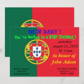 Uitnodiging voor het baby shower met de vlag van P (Voorkant / Achterkant)