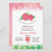 uitnodiging voor het baby shower van aardbeien (Voorkant / Achterkant)