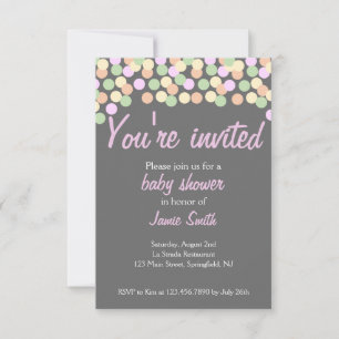 Uitnodiging voor het Baby shower van Confetti